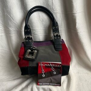 NWOT Tignanello Double Handle Suede Leather Perfect 10 French Tote